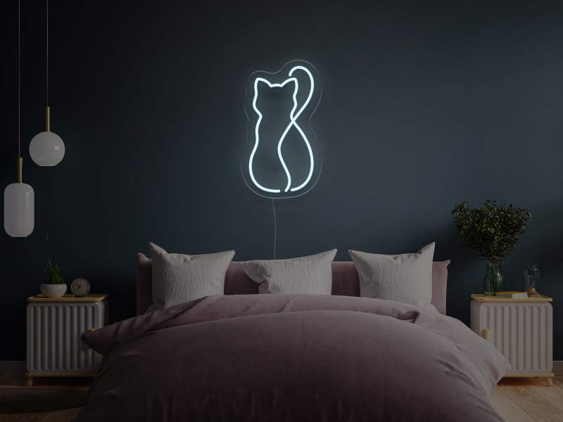 Silhouette de chat - Signe lumineux au neon LED